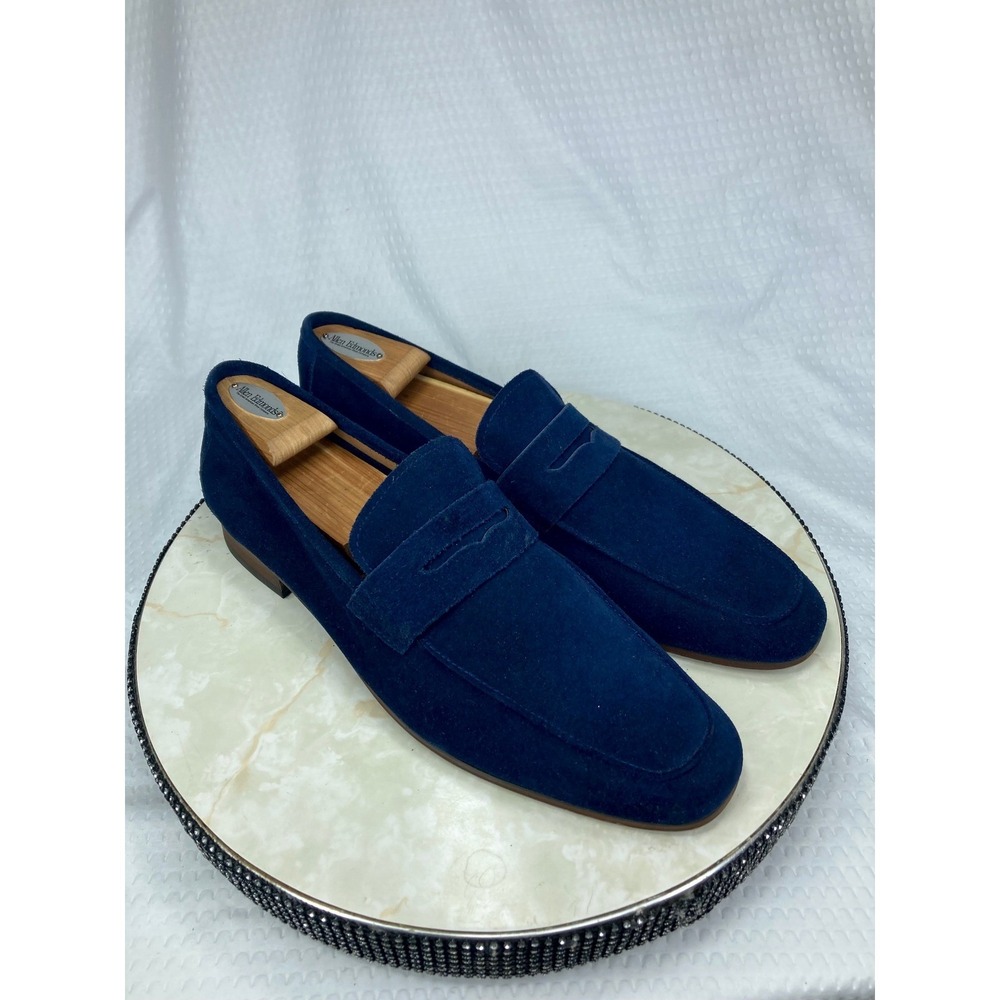 Steve Madden Soto Suede Penny Loafers Mens 13 Navy Office Academia Preppy Shoes